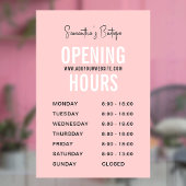 Moderne rosa Boutique Einfache Öffnungszeiten Fensteraufkleber