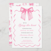 Moderne rosa Bow Bridal Dusche Einladung (Vorne/Hinten)