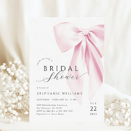 Moderne rosa Bow Bridal Dusche Einladung