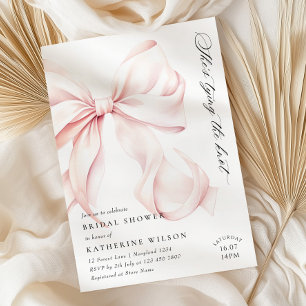 Moderne rosa Bow Bridal Dusche Einladung