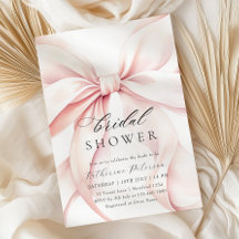 Moderne rosa Bow Bridal Dusche Einladung