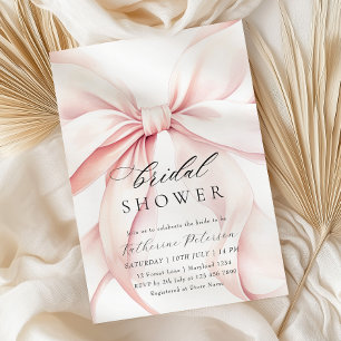 Moderne rosa Bow Bridal Dusche Einladung