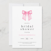 Moderne rosa Bow Bridal Dusche Einladung (Vorderseite)