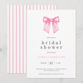 Moderne rosa Bow Bridal Dusche Einladung