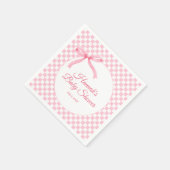 Moderne rosa Bow Checkered Baby Dusche Napkins Serviette (Ecke)
