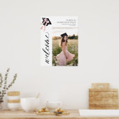 Moderne rosa Bow Coquette Graduation Cap Willkomme Poster (Küche)