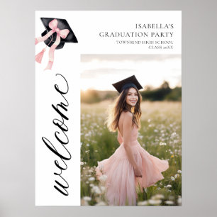 Moderne rosa Bow Coquette Graduation Cap Willkomme Poster