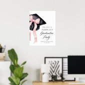 Moderne rosa Bow Coquette Graduation Cap Willkomme Poster (Heimbüro)