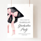 Moderne rosa Bow Coquette Graduation Cap Willkomme Poster