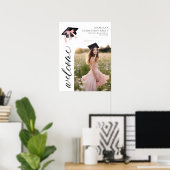 Moderne rosa Bow Coquette Graduation Cap Willkomme Poster (Heimbüro)