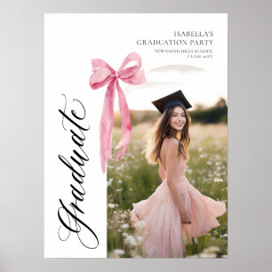 Moderne rosa Bow Coquette Graduation Cap Willkomme Poster