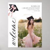 Moderne rosa Bow Coquette Graduation Cap Willkomme Poster (Vorne)