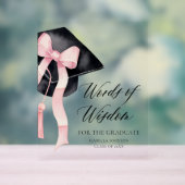 Moderne rosa Bow Grad Party Ratschläge Worte der W Acrylschild (Neutral)