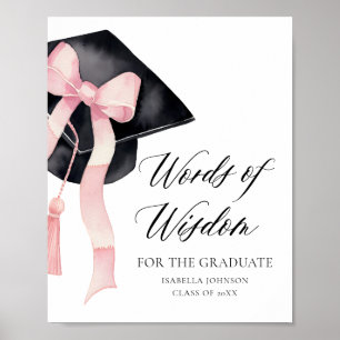 Moderne rosa Bow Grad Party Ratschläge Worte der W Poster