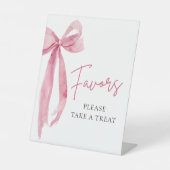 Moderne rosa Bow Graduation Party bevorzugt Signie Sockelschild (Vorderseite)