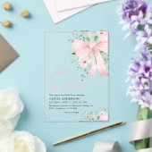 Moderne rosa Bow-Liebe im blutblühenden Brautparty Acryleinladungen (In Situ (Hochzeit))