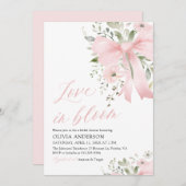 Moderne rosa Bow-Liebe im blutblühenden Brautparty Einladung (Vorne/Hinten)