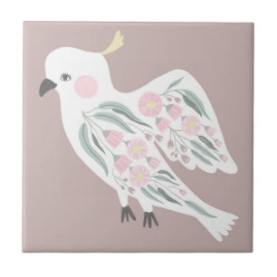 Moderne rosa braune Blätter für das Cockatoo-Zahnf Fliese