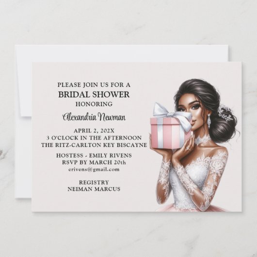 Moderne rosa Braut zum Brautparty Einladung (Vorderseite)