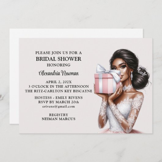 Moderne rosa Braut zum Brautparty Einladung (Vorne/Hinten)