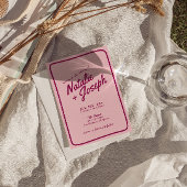 Moderne rosa Burgundy Retro Fun Whimsical Wedding Einladung