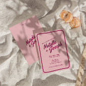 Moderne rosa Burgundy Retro Fun Whimsical Wedding Einladung