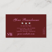 Moderne rosa Burgundy Sparkling Diamonds Initialen Visitenkarte (Rückseite)