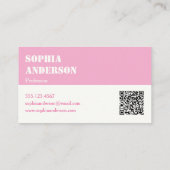 Moderne rosa Checked Business Card mit QR Code Visitenkarte (Rückseite)