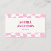 Moderne rosa Checked Business Card mit QR Code Visitenkarte (Vorderseite)