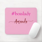 Moderne rosa Chefin & Name | Bestes Mädchen-Gesche Mousepad (Mit Mouse)
