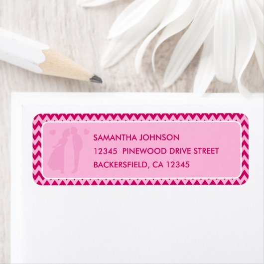 Moderne Rosa Chevron-Rücksendeadresse für Hochzeit (Insitu)