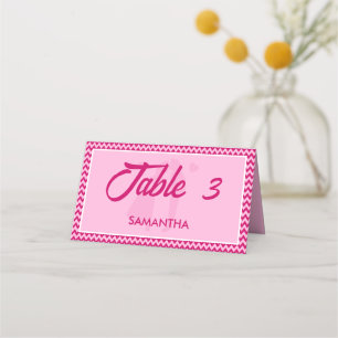 Moderne Rosa Chevron-Streifen-Hochzeit Platzkarte