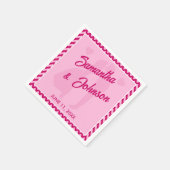 Moderne Rosa Chevron Streifen Hochzeit Serviette (Ecke)
