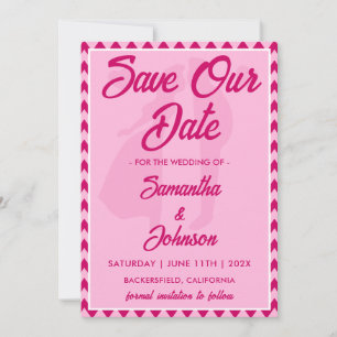 Moderne Rosa Chevron Streifen QR-Code Foto Save The Date