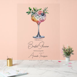 Moderne rosa Cocktail Brautparty Willkommen Acrylschild