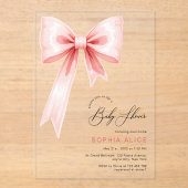 Moderne Rosa Coquette Babydusche Transparent Acryleinladungen (Vorderseite)