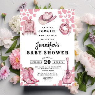 Moderne rosa Cowgirl-Baby-Party Einladung