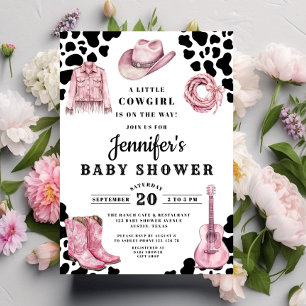 Moderne rosa Cowgirl-Baby-Party Einladung