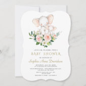 Moderne, rosa Creme Blume Babydusche Einladung (Vorderseite)