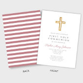Moderne Rosa Cross Girl Erste Kommune Einladung