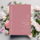 Moderne Rosa Cross Girl Erste Kommune Einladung