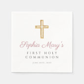 Moderne Rosa Cross Girl Erste Kommune Serviette (Vorderseite)