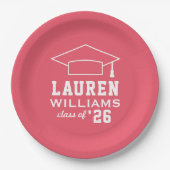 Moderne rosa Custom Graduation Party Pappteller (Vorderseite)