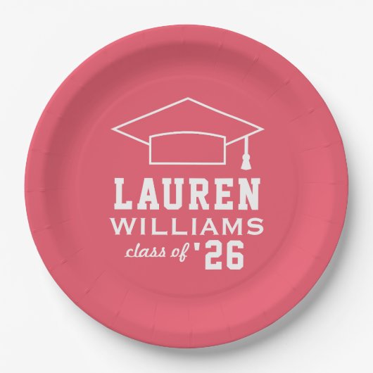 Moderne rosa Custom Graduation Party Pappteller (Vorderseite)