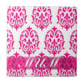 Moderne rosa Damasmütter Fliese (Vorderseite)