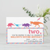 Moderne rosa Dinosaurier-Silhouette Geburtstag ein Einladung (Stehend Vorderseite)