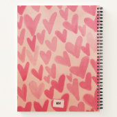 Moderne rosa Doodle Herz Mit Monogramm Notizblock (Rückseite)