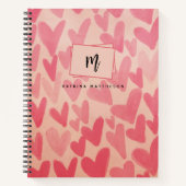 Moderne rosa Doodle Herz Mit Monogramm Notizblock (Vorderseite)