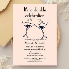Moderne rosa Doppelfeier Geburtstag Einladung