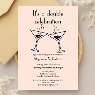 Moderne rosa Doppelfeier Geburtstag Einladung